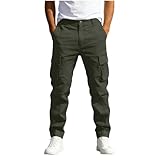 Cargohose Herren Cargo Hosen Sommer Wanderhose Arbeitshosen Männer Arbeitshose mit Vielen Taschen Freizeit Outdoor Hosen Taktische Trekkinghose Straight Freizeithose Sommerhosen Grün XL