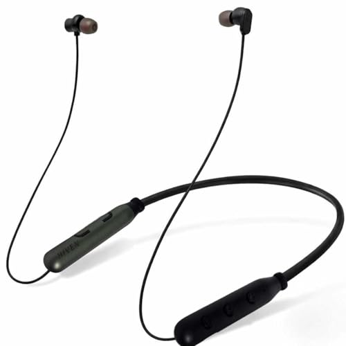 Image of HIVEN Neckband Bluetooth Earphones Upto 120 Hours | 13mm Dynamic Driver | Soft Silicone Eartips | Adjustable Fit | Bluetooth Neckband, Wireless with Mic in Ear Earphones (Green)