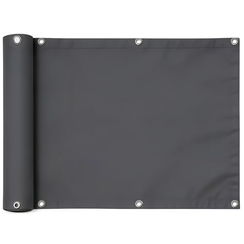 Paravent de balcon gris foncé 2x5m résistant aux intempéries pour terrasse - 2