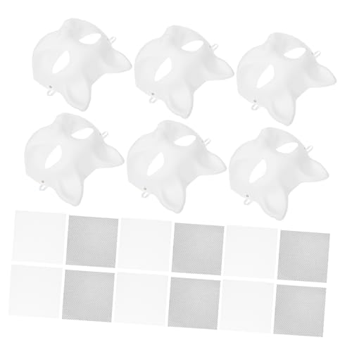 1 Set DIY Cat Paper Mask White Half Face Masks for Creative Crafts Painting and Holiday Celebrations Lightweight and Comfortable for Parties and School Art Projects