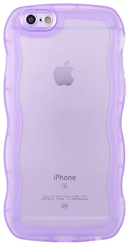 Image of Compatible with iPhone 6s Plus /6 Plus Case 5.5 inch, Cute Kawaii Curly Wave Frame Shape Soft Silicone Shockproof Protective Phone Cover for Women Girls, Clear /Purple