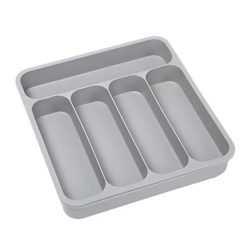 Alipis Organizador Cuberteros Cocina Extensible Gris con Compartimentos Múltiples para Tenedores y Cucharas Bandeja Resistente de PP