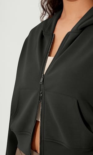 ODODOS Women's Modal Soft Full-Zip Cropped Hoodies with Pockets Long Sleeve Crop Casual Sweatshirts4