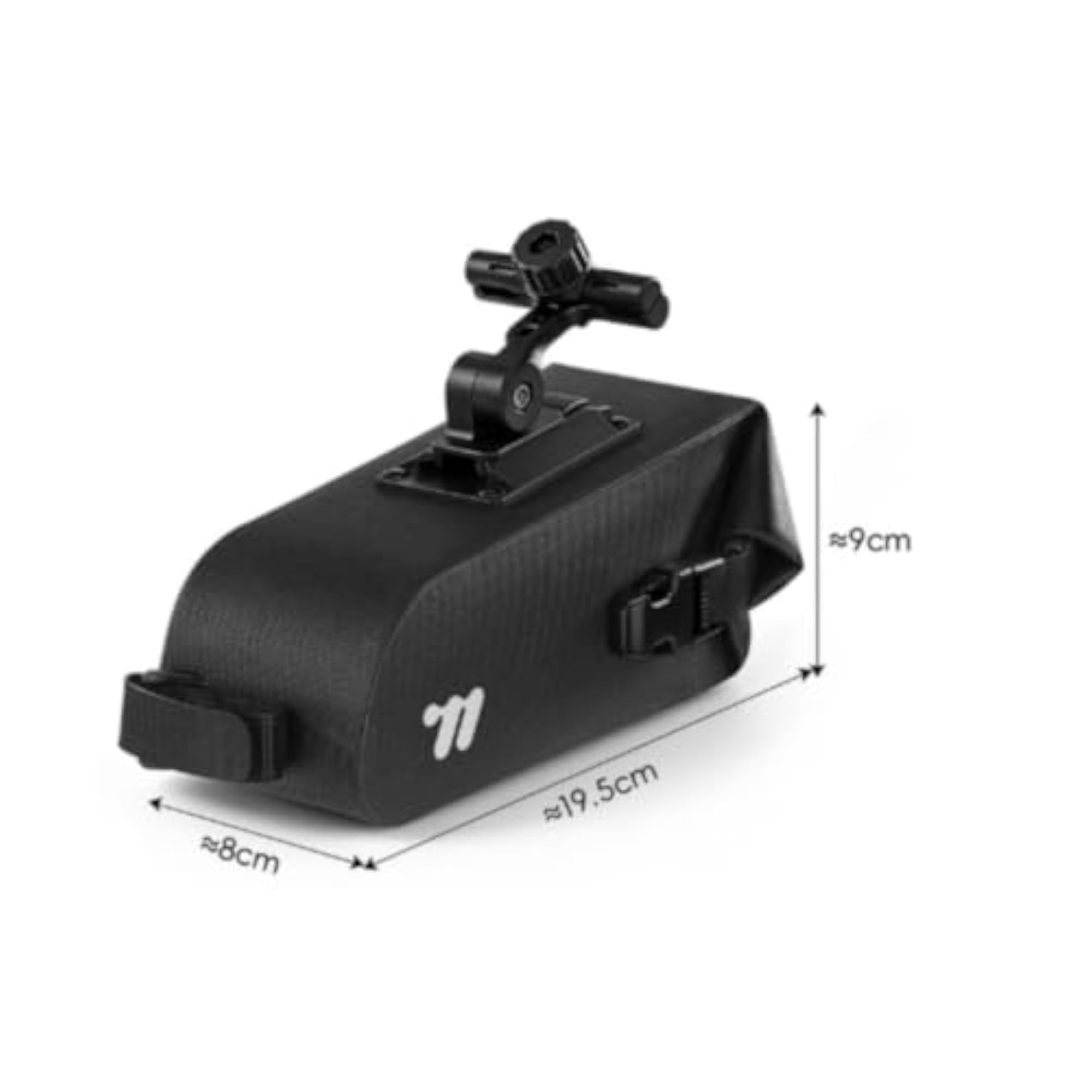 Black Waterproof Saddle Bag with Reflective Quick-Release Feature