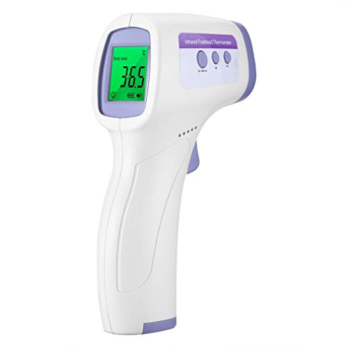 Pistolet de température frontal pour adultes et enfants - Sans contact - Écran LCD numérique pour la fièvre - Lecture précise instantanée - Blanc Cover