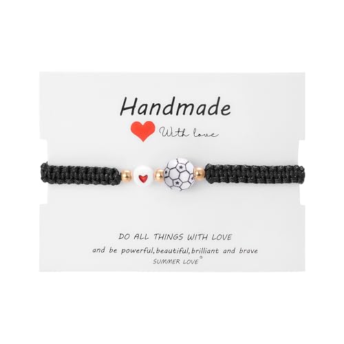 DIOWUS Football Bracelet for Boy Girl, Adjustable Handmade Braided Sports Rope Football Baseball Basketball Soccer Bracelet Player Sport Fans Matching Jewelry Gift (Football)