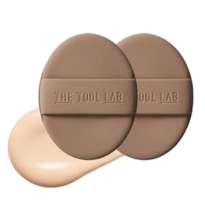 THE TOOL LAB Long-lasting Tension Puff (Glow type, Oval) – Korean Olive Young Makeup Puff Sponge for Liquid Foundation Cushion Shading Blusher, 100% Pure Rubycell for Moisterizing Fitting – 2.6 inch