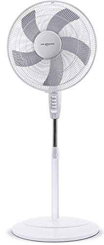Air Monster® Ø 40 cm Standventilator mit 45 Watt Leistung | Ventilator im 5 Flügel-Design mit Oszillation, Höhenverstellung und 3-Leistungsstufen (weiß) Cover