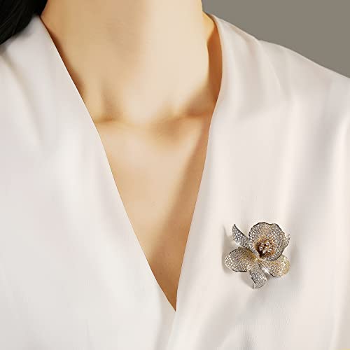 Qeehir Lilies Flower Brooch Pin Mother's Day Gifts For Mom Mother Women's Fashion Rhinestone Flower Floral Brooches Mothers Day Brooch Blooming Decorative Garment Dress Handicraft Jewelry For Women Girls Wedding Party Clothes Holiday Gifts #TOP5