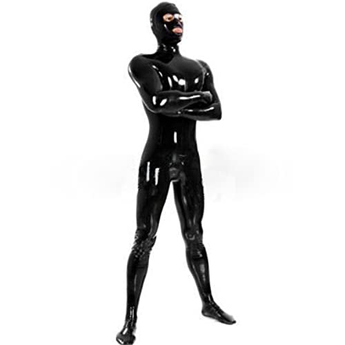 Full Body Latex Catsuit Back Zipper Open Eyes Mouth for Men Tight Rubber Bodysuit Jumpsuit Party Wear2