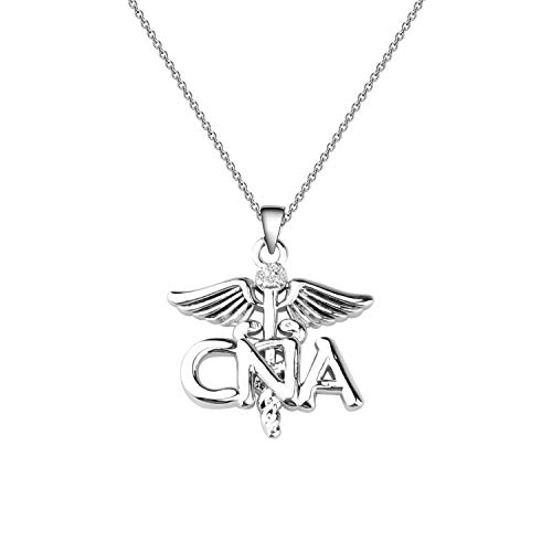 CENWA Certified Nursing Assistant Necklace CNA Charm CNA Caduceus Angel Necklace Gifts for Nursing Student
