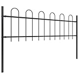 Qnhdfrt Gartenzaun 180x110 cm Schwarzer Stahl Hundezaun in modernem Bügel-Design 60 cm Zaunhöhe inkl. 2 Pfosten zur einfachen Montage für Garten Grundstück Terrasse Balkon