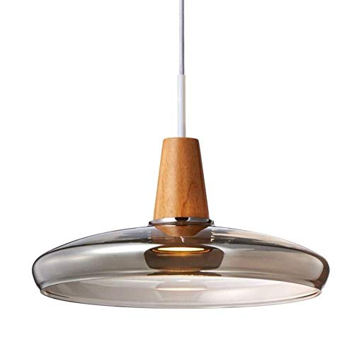 Preisvergleich Produktbild Pendellampe braun pendelleuchte Holz Mundgeblasen Glas Innen Hängelampe, Moderne Loft Höhenverstellbar Hängeleuchte, Schlafzimmer Bar Café Decken-strahler Esstisch Pendellampe(32CM*H13CM)