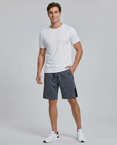 Image of Real Essentials Men's 5 Pack: 9 inch Dry-Fit Shorts - Athletic Gym, Workout, Basketball, Running, Casual Lounge Active Pockets