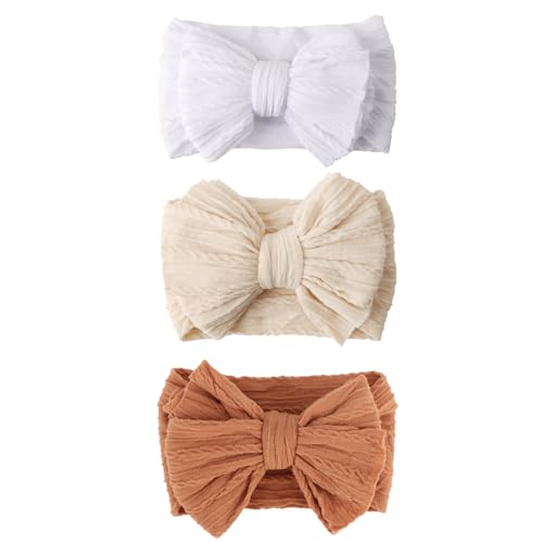 Image of AQOKKA Baby Bows Headbands Nylon Baby Girl Headbands Soft Handmade Hairbands Toddler Hair Accessories for Girls Baby Newborn Infant Kids