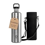 Healter-Botella Agua Acero Inoxidable 2 Litros de Pared Simple Sin Aislamiento Cantimplora Reutilizable y Hermética para Fitness, Actividades al Aire libre e Hidratación(Plata)