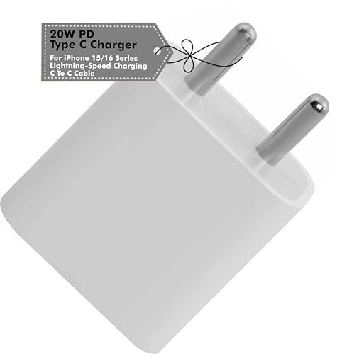 Image of HANYCONY USB-C 20W PD Wall Adapter for iPhone 16 15 14 13 12 11 Models | BIS Certified | Original Charging for Lightning-Speed (Support Upto 27W) |No Cable