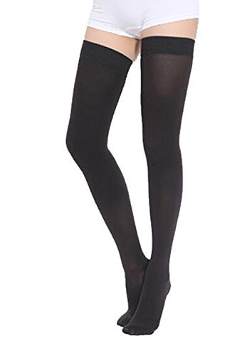 Tofly® Thigh High Compression Stockings For Women & Men, Closed Toe, Opaque, Firm Support 15-20Mmhg Graduated Compression With Silicone Band - Varicose Veins, Swelling, Edema, Dvt, Black Xl #TOP1
