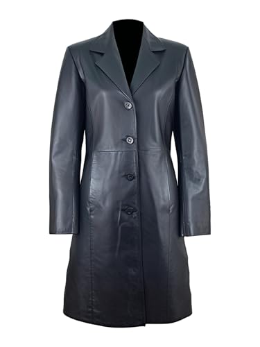 Manteau long en cuir noir parfait pour affronter le froid citadin au quotidien