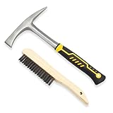 JOYFUL&HOPEFUL Heavy Duty Chipping Hammer,28oz,Professional Slag Removal Hammer,Forged Steel,12.6',Efficiently Removes Welding Slag and Spatter,with Wire Brush