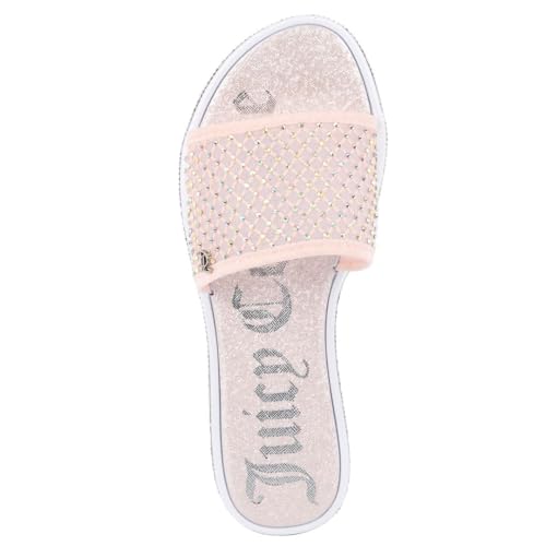 Image of Juicy Couture Women's Slide Sandals - Glitter Bling Open Toe Sparkle Flats - Dressy Summer Casual Footwear