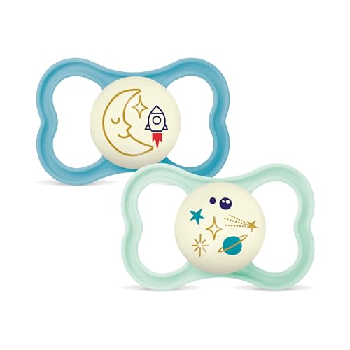 MAM Chupete con Escudo Ventilado que Brilla en la Oscuridad, a Partir de 16 Meses, con Tetina Simétrica, Plana y Flexible de Fácil Aceptación, con Caja Autoesterilizadora, MAM Air, Azul Mate, 2uds MAM Chupete con Escudo Ventilado que Brilla en la Oscuridad, a Partir de 16 Meses, con Tetina Simétrica, Plana y Flexible de Fácil Aceptación, con Caja Autoesterilizadora, MAM Air, Azul Mate, 2uds
