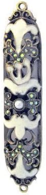 (D) Judaica Jeweled Mezuzah with Stones 4'' (Light Blue)