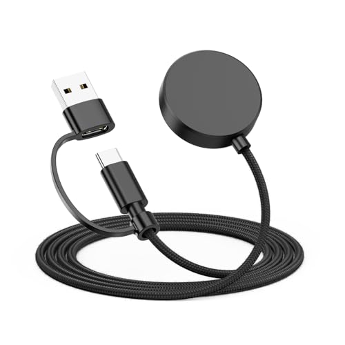 USB C Cargador para Samsung Galaxy Watch 8/8 Classic/ 7/ Ultra/ 6/6 Classic/ 5/5 Pro/ 4/4 Classic/ 3/ Active, Magnético Cable Cargador Reloj Inteligente Galaxy con Enchufe Adaptador USB (1 Pieza)