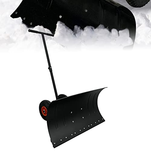 Pala Da Neve Con Ruote HENGMEI - 74 Cm - Manico Regolabile In Altezza E Lama Orientabile - Attrezzo Invernale