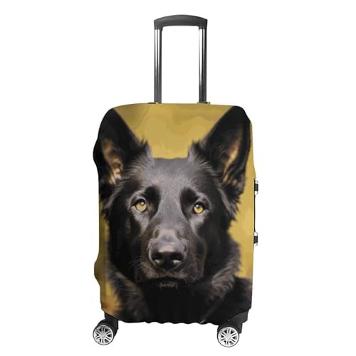 Black German Shepherd Dog Printed Luggage Cover Protector, Fits 18-32 Inch Luggage