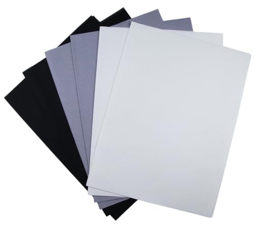 Image of KCS 4 /6 pc of 12 inch x 18 inch(30cmx45cm) 16 Count Cotton Aida Cloth Cross Stitch Fabric (6 pc,White+Light Steel Grey+ Black)