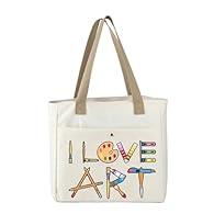 HIGH QUALITY CANVAS MATERIAL: Artist Painting canvas tote bag is made with durable and soft polyester material, water-resistant bag with a quote and beautiful print on the surface and double-stitched at the seams for a longer lifespan. Art Beach Bag ...