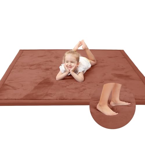 Image of Huloo Sleep Ultra Soft Baby Play Mat for Floor,1.3 inch Thick Elasti-Foam 50x50 Playpen Mat for Toddlers Infant Kids,Non-Slip Backing Safe for Crawling&Tummy Time,Tatami Style (Brick)