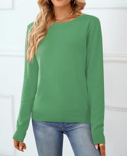 Image of QUALFORT Women's 100% Cotton Sweater, Basic Lightweight Long Sleeve Pullover