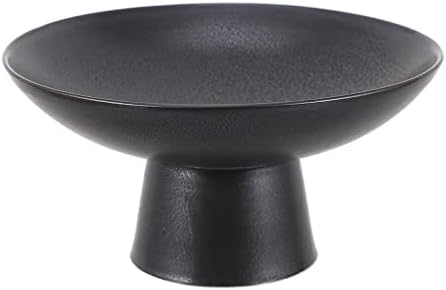 Alipis Ceramic Footed Bowl Fruit Bowl Dessert Display Stand Snack Nut Candy Serving Bowl Appetizer Plate Salad Bowl for Home Black