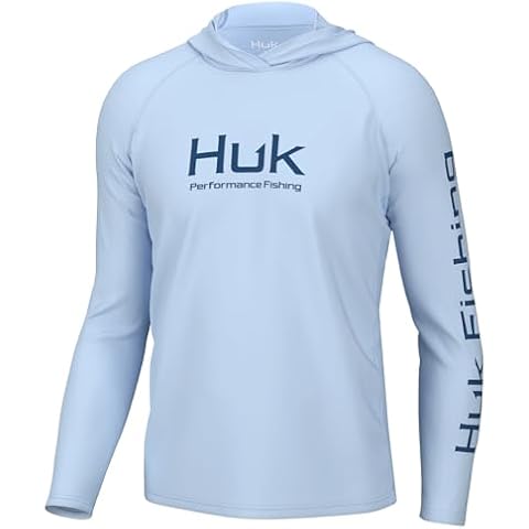 HUK Men's Standard Pursuit Vented Long Sleeve Hoodie, Fishing Shirt with Hood, Ice Water Cover