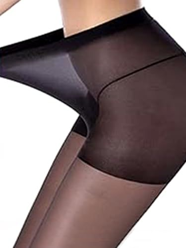 2 Pairs Sheer Black Tights for Women 20D High Waist Pantyhose Plus Size Nylon Stockings4