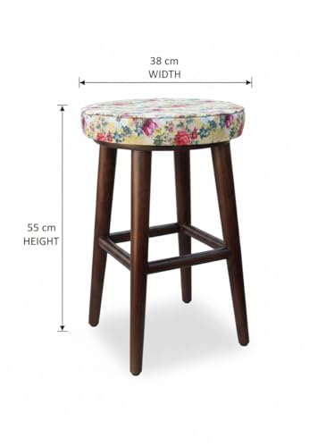 Image of Classic Bistro Bloom Stool (1 Seater Stool, Sheesham Wood, Cream)