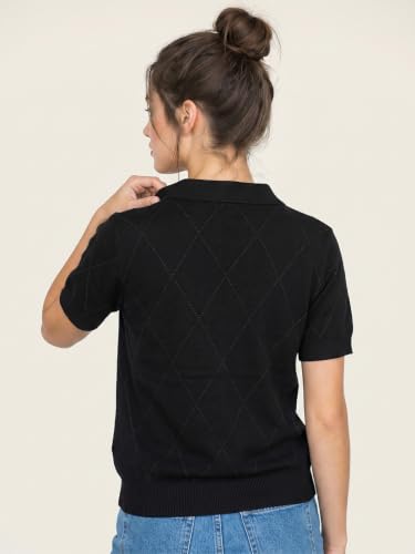 Image of JUNEBERRY Women's Flatknit Solid Half Sleeve Polo T-Shirt with Collared Neck, Casual Style for Office, Travel, (Sizes S to 2XL)