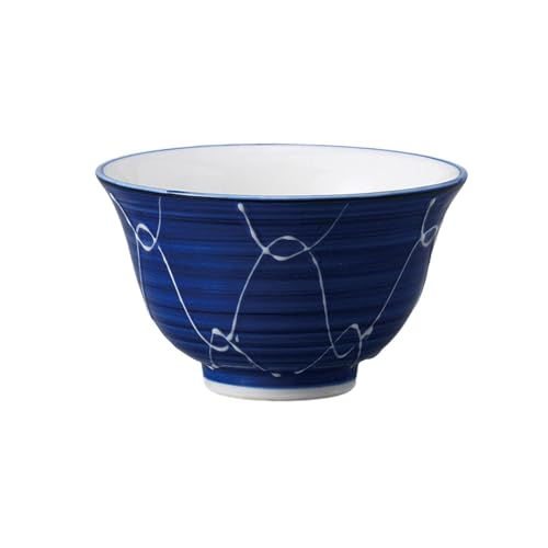 エールネット(Ale-net) 湯呑 煎茶碗 千茶碗 9.2×5.7cm 160cc 呉須アミ反千茶 食洗機対応 電子レンジ対応 美濃焼 日本製