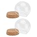 Cabilock 2Pcs Dôme en Verre avec Base en Bois Mini Support de Gâteau Affichage en Verre Dôme Cloche Cloche en Verre Clair Couvercle de Bocal pour Dessert Fromage Bonbons Plantes
