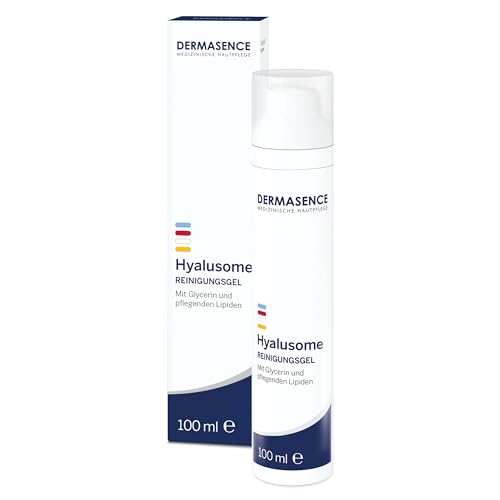 DERMASENCE Hyalusome Reinigungsgel, 100 ml, sanfte Gesichtsreinigung bei feuchtigkeitsarmer Haut, entfernt Make-up und Schmutz, mit Glycerin und Pflanzenölen, vegan, seifenfrei, parfümiert
