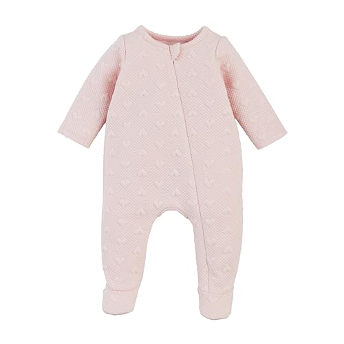 Mud Pie Baby Pink Quilted Heart Sleeper; 0-3M - image 1