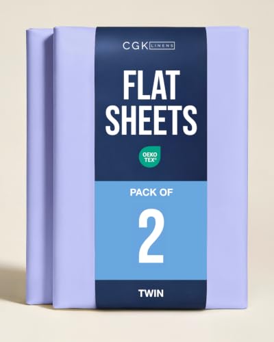 Twin Size Flat Sheet - Pack of 2 Top Flat Bed Sheet Only - Lavender