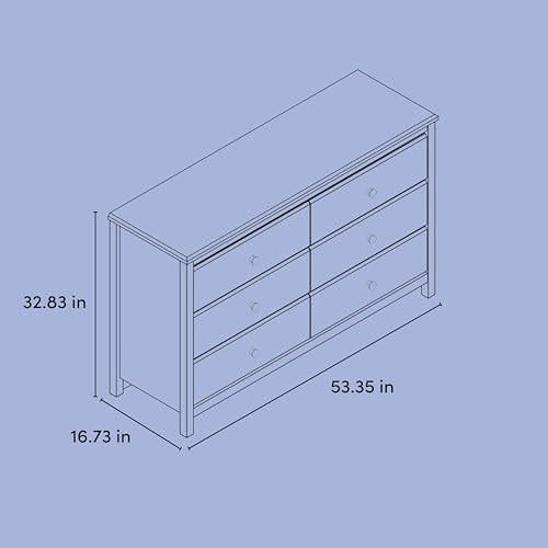 Storkcraft Alpine 6 Drawer Double Dresser (White) – GREENGUARD Gold Certified Nursery Essential, Kids Storage Chest, Bedroom Organizer, Modern, Easy-to-Match Design