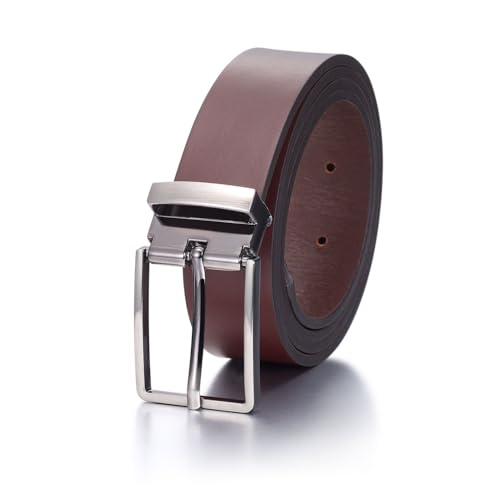 COTIDI Cinturón de piel de vaca 3 cm de ancho Fabricado en Italia ajustable (marrón oscuro, 120 cm/48)