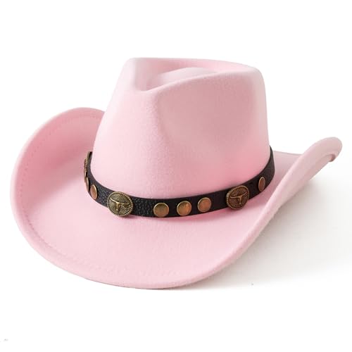 Jastore Baby Boys Girls Cowboy Hat Baby Cowgirl Hats Infant Toddler Hats Western Hats for Kids (US Age 18 Months 4 Years Light Pink)