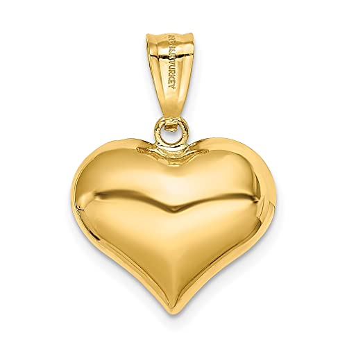 14K Yellow Gold Heart Necklace Pendant Charm Love Puffed Fine Jewelry For Women Gifts For Her #TOP3