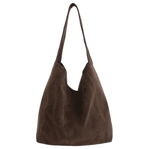 Sac à bandoulière en daim marron vintage de style bohème chic et ample