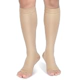 Compression Socks, 20-30 mmHg Graduated Knee-Hi Compression Stockings for Unisex, Open Toe, Opaque,
